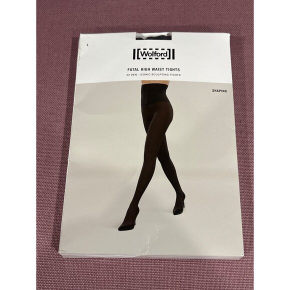 Wolford Fatal High Waist Tights in Black Large New Womens Shapewear Nylons - Picture 4 of 12